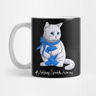 Cute Cat Ankylosing Spondylitis Awareness Month Blue Ribbon Survivor Survivor Gift Idea Mug